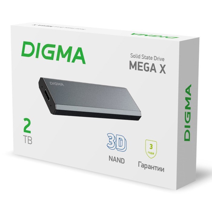 Накопитель SSD Digma USB 3.2 2Tb DGSM8002T1MGG MEGA X 1.8" темно-серый - фото 51428809