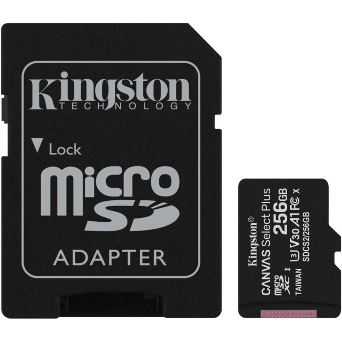 Карта памяти microSDXC 256GB Kingston SDCS2/256GB Canvas Select Plus + adapter - фото 51428908