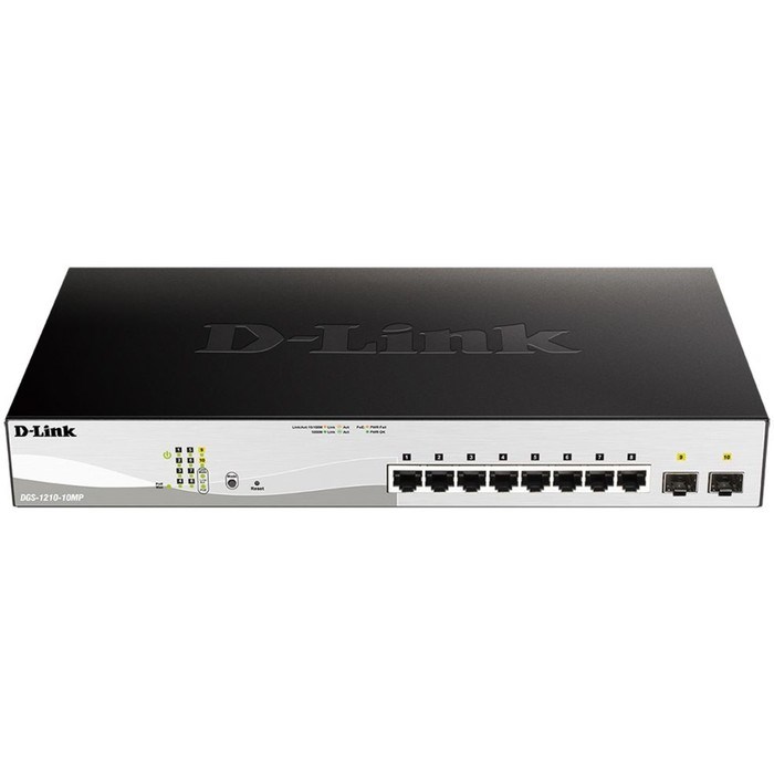 Коммутатор D-Link DGS-1210-10MP/FL 8G 2SFP 8PoE+ 130W управляемый - фото 51428985