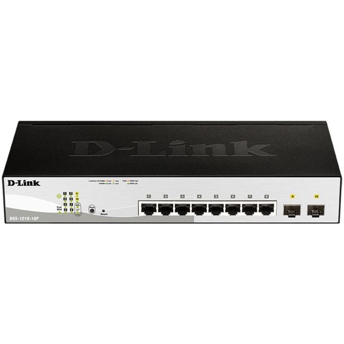 Коммутатор D-Link DGS-1210-10P/FL1A 8G 2SFP 8PoE+ 65W управляемый - фото 51428988