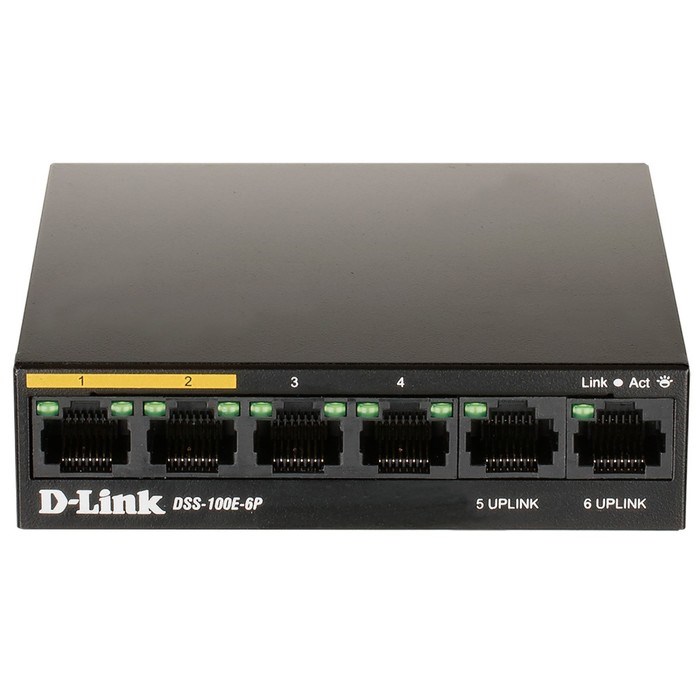 Коммутатор D-Link DSS-100E-6P/A1A 6x100Mb 4PoE+ 55W неуправляемый - фото 51429028