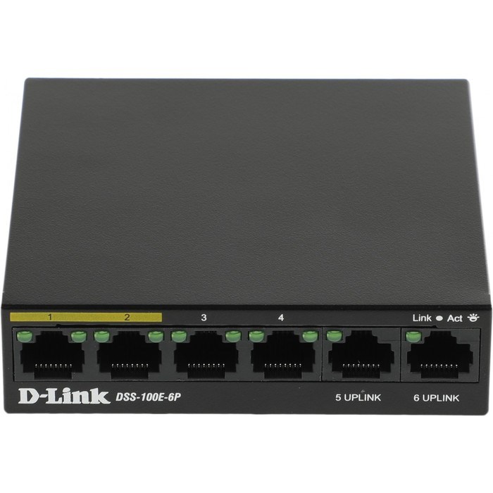 Коммутатор D-Link DSS-100E-6P/A1A 6x100Mb 4PoE+ 55W неуправляемый - фото 51429031