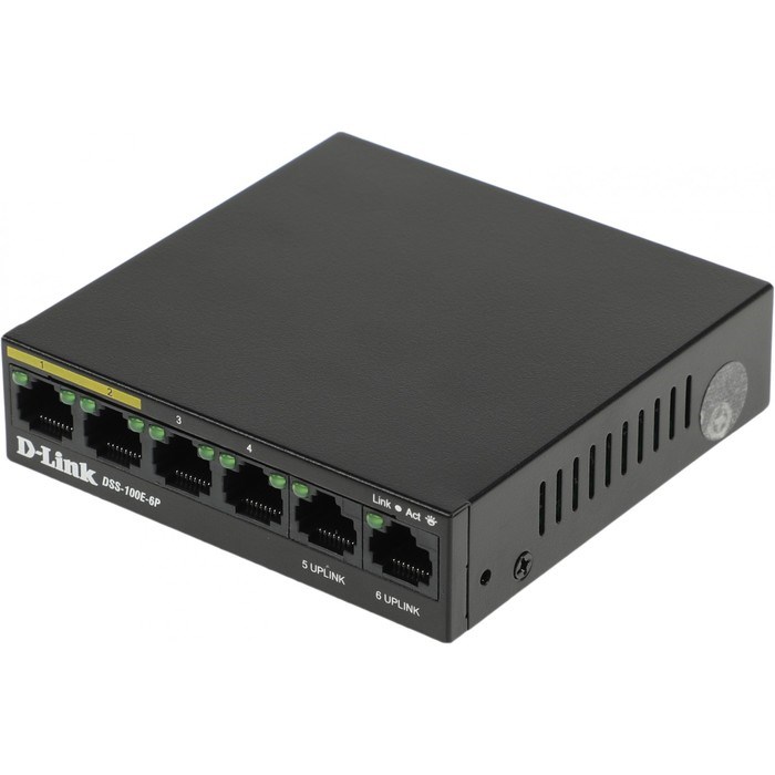 Коммутатор D-Link DSS-100E-6P/A1A 6x100Mb 4PoE+ 55W неуправляемый - фото 51429032