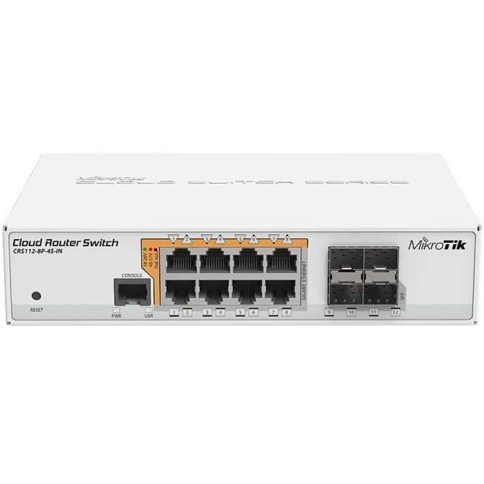 Коммутатор MikroTik CRS112-8P-4S-IN 8G 4SFP 8PoE+ управляемый - фото 51429107