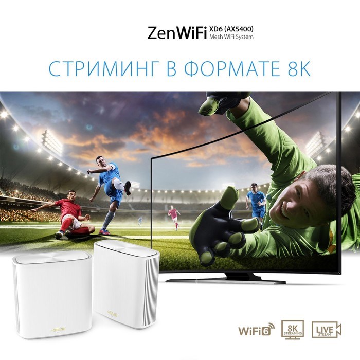 Бесшовный Mesh роутер Asus ZenWiFi XD6 (W-1-PK) AX5400 10/100/1000BASE-TX белый - фото 51429203