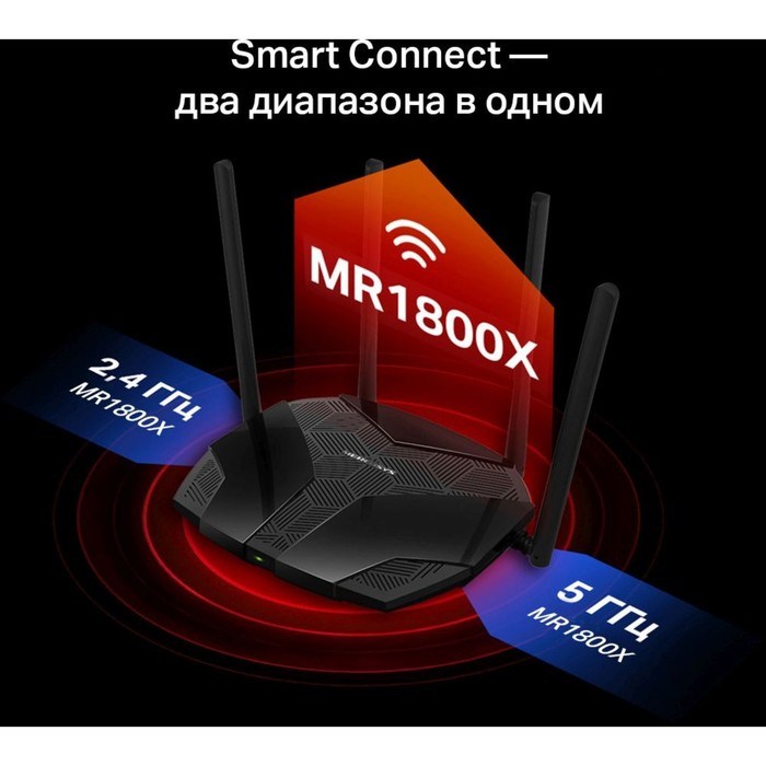 Роутер беспроводной Mercusys MR1800X AX1800 10/100/1000BASE-TX черный - фото 51429423