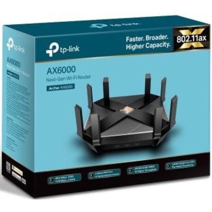 Роутер беспроводной TP-Link Archer AX6000 AX6000 10/100/1000BASE-TX (упак.:1шт) - фото 51429575 Роутер беспроводной TP-Link Archer AX6000 AX6000 10/100/1000BASE-TX (упак.:1шт) - фото 51429575