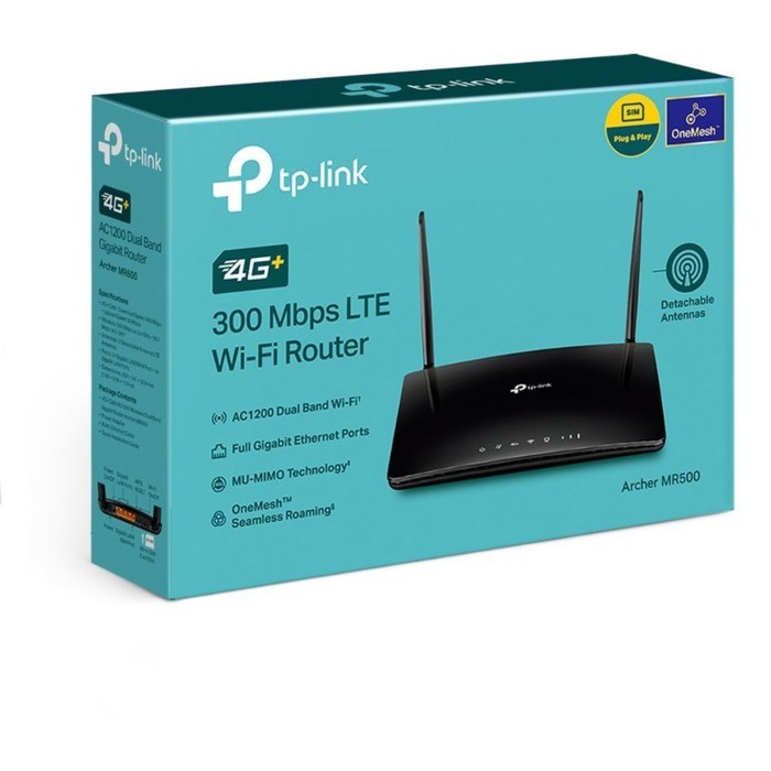 Роутер беспроводной TP-Link Archer MR500 AC1200 10/100/1000BASE-TX/3G/4G/4G+ cat.6 черный - фото 51429581