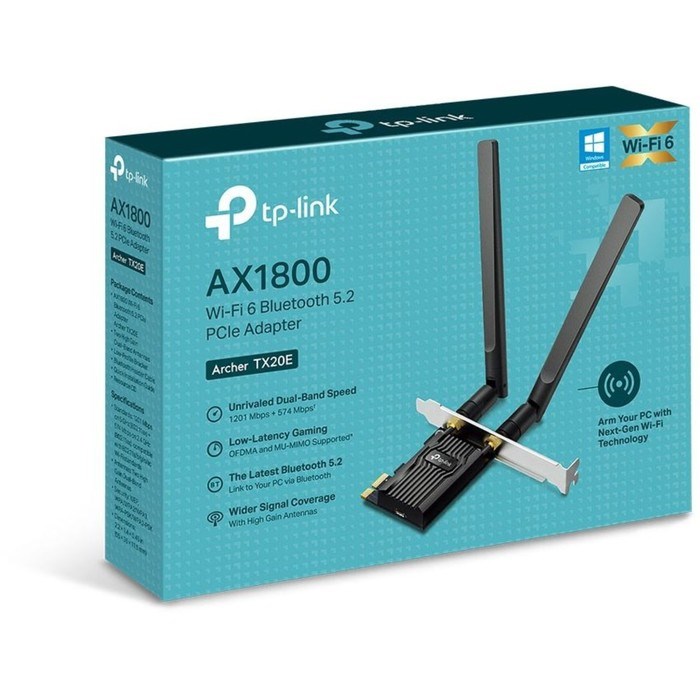 Сетевой адаптер WiFi + Bluetooth TP-Link Archer TX20E AX1800 PCI Express (ант.внеш.съем) 2ан   10047 - фото 51429740