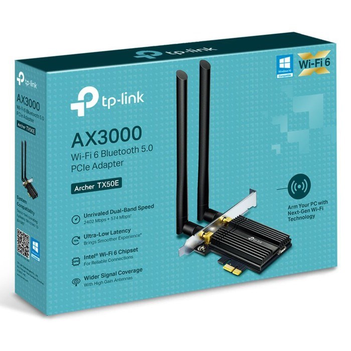 Сетевой адаптер WiFi + Bluetooth TP-Link Archer TX50E AX3000 PCI Express (ант.внеш.несъем.)   100471 - фото 51429750