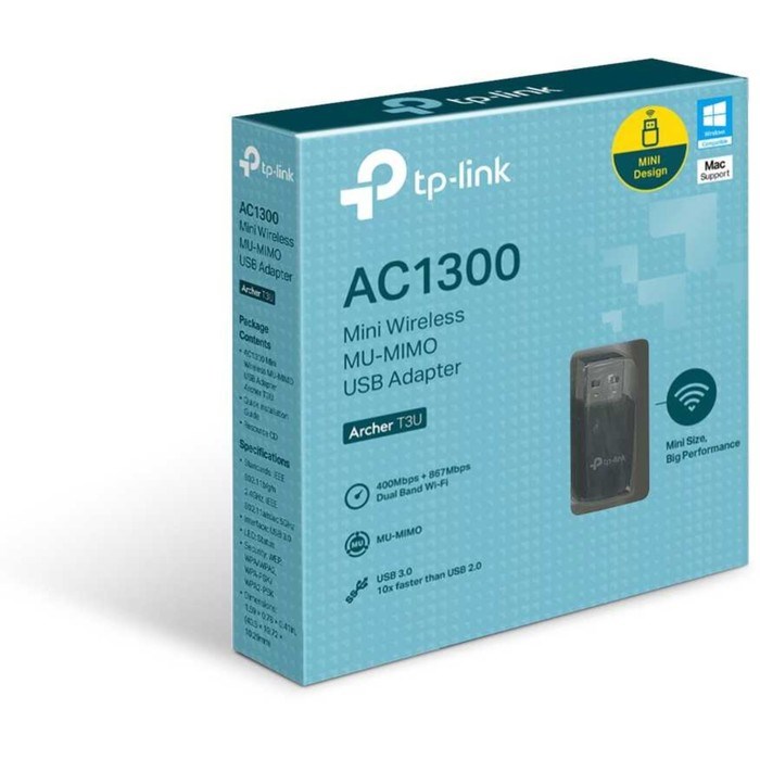 Сетевой адаптер WiFi TP-Link Archer T3U AC1300 USB 3.0 - фото 51429768