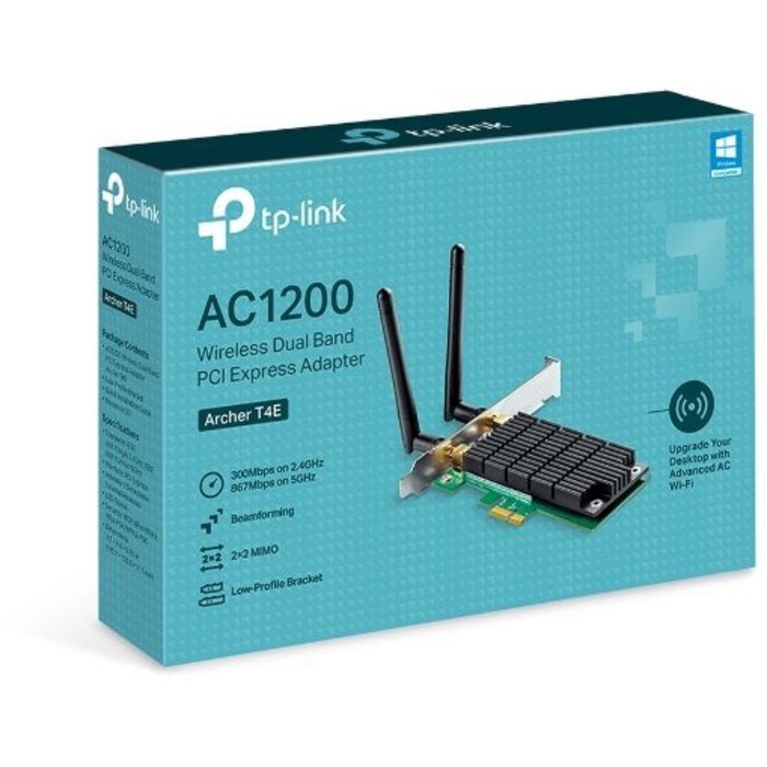 Сетевой адаптер WiFi TP-Link Archer T4E AC1200 PCI Express (ант.внеш.съем) 2ант. - фото 51429788