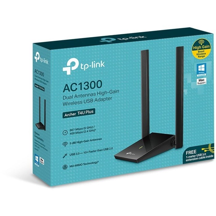 Сетевой адаптер WiFi TP-Link Archer T4U Plus AC1300 USB 3.0 (ант.внеш.несъем.) 2ант. - фото 51429795