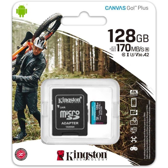 Флеш карта microSDXC 128GB Class10 Kingston SDCG3/128GB Canvas Go! Plus + adapter - фото 51430052