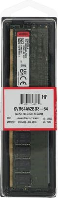 Память DDR5 64GB 6400MHz Kingston KVR64A52BD8-64 Valueram RTL PC5-51200 CL52 DIMM 288-pin 1.1В dual rank Ret - фото 51955741