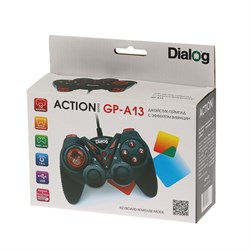 Геймпад Dialog Action GP-A13, проводной, вибрация, для PC, PS2/3, USB, чёрно-красный - фото 51363736
