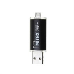 Флешка Mirex SMART BLACK, 16 Гб, USB2.0, USB/microUSB, чт до 25 Мб/с, зап до 15 Мб/с, черная - фото 51363930