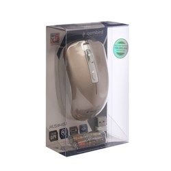 Мышь Gembird MUSW-400, беспроводная, бесшумная, 1600 dpi, 2xAAA, USB, золотистая - фото 51364387