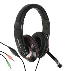 Наушники Gembird MHS-780B, компьютерные, микрофон, 105 дБ, 32 Ом, 3.5 мм,1.8 м,черно-красные - фото 51364750