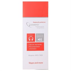 Наушники Gembird MHS-780B, компьютерные, микрофон, 105 дБ, 32 Ом, 3.5 мм,1.8 м,черно-красные - фото 51364756