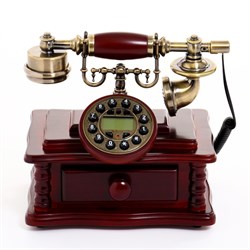 Ретро-телефон с выдвижным ящиком, темное дерево, 16×23×25 см - фото 51364837