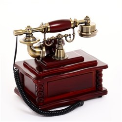 Ретро-телефон с выдвижным ящиком, темное дерево, 16×23×25 см - фото 51364844