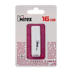 Флешка Mirex LINE WHITE, 16 Гб, USB2.0, чт до 25 Мб/с, зап до 15 Мб/с, белая - фото 51365081