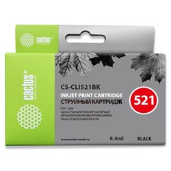 Картридж струйный Cactus CS-CLI521BK черный для Canon Pixma MP540/MP550/MP620/MP630/MP640/MP660/MP98 - фото 51366037