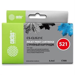 Картридж струйный Cactus CS-CLI521C голубой для Canon MP540/MP550/MP620/MP630/MP640/MP660 (446стр.) - фото 51366170