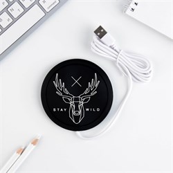 Подставка для кружки USB Stay wild, подогреватель, 10×10 см - фото 51367043