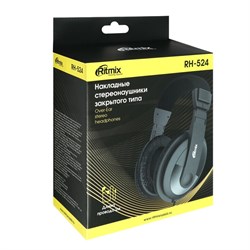 Наушники Ritmix RH-524, полноразмерные, проводные, Jack 3.5 мм, 2 м, 99 дБ, 32 Ом, черные - фото 51367187