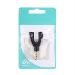 Разветвитель Luazon, Jack 3.5 мм (4pin)(m)-2xJack 3.5 (3 pin)(f), для микро и наушников - фото 51367227