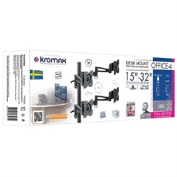 Кронштейн Kromax OFFICE-4, для 4-х мониторов, наклонно-поворотный, 15"-32",до 4х8 кг,черный - фото 51367321