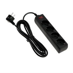 Сетевой фильтр Luazon Lighting, 4 розетки, 3 м, 2200 Вт, 3 х 0.75 мм2, 10 А, 220 В, черный - фото 51367673