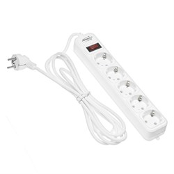 Сетевой фильтр Luazon Lighting, 5 розеток, 3 м, 2200 Вт, 3 х 0.75 мм2, 10 А, 220 В, белый - фото 51367688