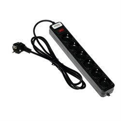Сетевой фильтр Luazon Lighting, 6 розеток, 1.8 м, 2200 Вт, 3 х 0.75 мм2, 10 А, 220 В, черный - фото 51367713