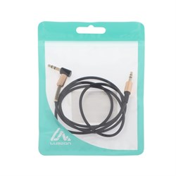 Кабель аудио AUX Luazon, Jack 3.5 мм(m)-Jack 3.5 мм(m), угловой, с металлической пружиной, 1 м, чёрный - фото 51367735