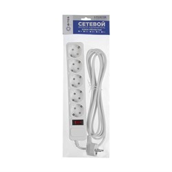 Сетевой фильтр 5bites SP5W-118 5S, 5 розеток, 3 м, 10 А, 3х0.75 мм2, с з/к, с выкл., белый - фото 51368362