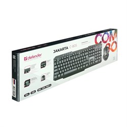 Комплект клавиатура и мышь Defender Jakarta C-805 RU, беспроводная,мембранная,1600 dpi,USB,чёрный - фото 51368504
