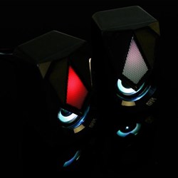 Компьютерные колонки 2.0 Qumo Mask AS004, 2х5 Вт, USB, RGB подсветка, чёрные - фото 51368637