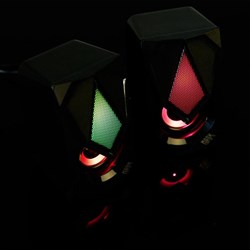 Компьютерные колонки 2.0 Qumo Mask AS004, 2х5 Вт, USB, RGB подсветка, чёрные - фото 51368639