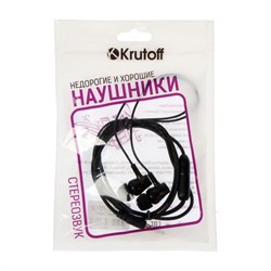 Наушники Krutoff HF-T83, вакуумные, микрофон, 106 дБ, 16 Ом, Jack 3.5 мм, кабель 1 м, чёрные - фото 51368654