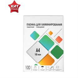 Пленка для ламинирования A4 216×303 мм, 100 мкм, 100 штук, глянцевые, Гелеос - фото 51368698
