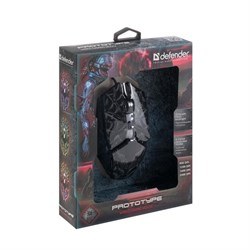 Мышь Defender Prototype GM-670L, игровая, проводная, 6 кнопок, подсветка, 3200 dpi, USB, чер - фото 51369260