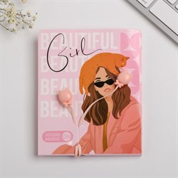 Наушники вакуумные на открытке Girl, 11 х 20,8 см - фото 51370313
