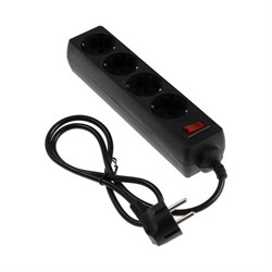 Сетевой фильтр Luazon Lighting, 4 розетки, 1.0 м, 2200 Вт, 3 х 0.75 мм2, 10 A, 220 В, черный - фото 51370534