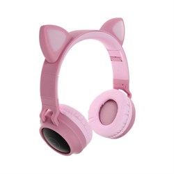 Наушники Hoco W27, беспроводные, накладные, микрофон, Bluetooth 5.0, 300 мАч, подсветка, розовые - фото 51370965