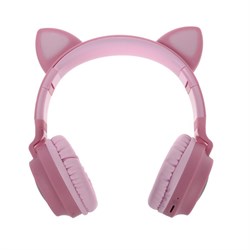 Наушники Hoco W27, беспроводные, накладные, микрофон, Bluetooth 5.0, 300 мАч, подсветка, розовые - фото 51370966