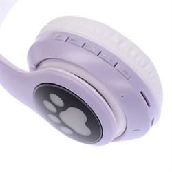 Наушники беспроводные, с ушками кошки, MYBIT W-32, Bluetooth 5.0, с микрофоном, AUX, microSD, MP3, 400 мАч, фиолетовые - фото 51371661