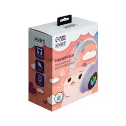 Наушники беспроводные, с ушками кошки, MYBIT W-32, Bluetooth 5.0, с микрофоном, AUX, microSD, MP3, 400 мАч, фиолетовые - фото 51371665